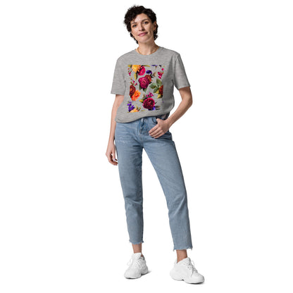 Floral Burst - Unisex T-Shirt - Bio-Baumwolle - Grau